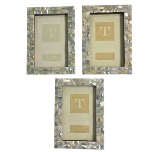 Twos Company Picture Frames Mosaic Abalone Mother of Pearl 4x6 Set Of 3